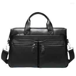 Briefcases Leather Handbags Document Bags Cowhide Computer Men's Business Diagonal Cross-body Male