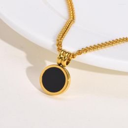 Pendant Necklaces JHSL Fashion Jewellery Women Small Round Pendants Gold Colour Stainless Steel Short Neck Chain Arrival