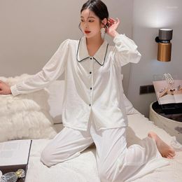 Women's Sleepwear White Velvet Long Sleeve Pajamas Set Women Autumn Winter Trouser Suits Loose Casual Pyjama Pour Femme Home Clothes
