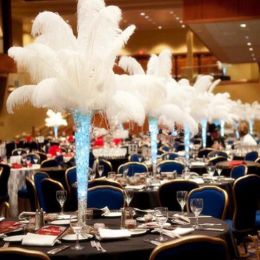 100Pcs/lot Quality Party Decor Natural White Ostrich Feathers 20-25cm Colourful Feather Decoration Wedding Plumage Decorative Celebration
