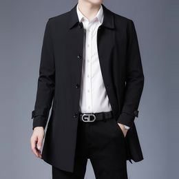 Men's Trench Coats Mens Spring Jacket Arrival Men's Business Casual Black Khaki Long Jacket Top Quality Single Breasted Solid Trench Coat 230828