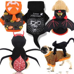 Dog Apparel Pet Dog Clothes Halloween Costume Coat Warm Puppy Hoodie Cosplay Clothing Chihuahua Yorkie Outfits Party Bat Spider Pet Shirt 230828