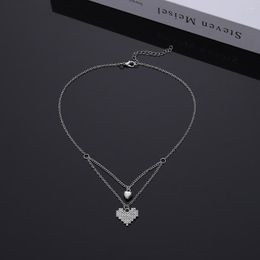 Pendant Necklaces 2023 Senior Fashion Women Fine Double Link Chain Metal Heart Party Necklace Jewellery Gift Wholesale Sale