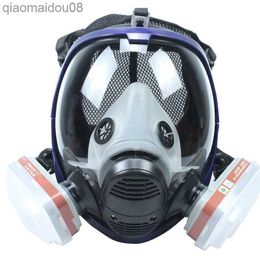 Protective Clothing 7 in 1 Chemical Gas Mask Hot 6800 Dust Respirator Paint Insecticide Spray Silicone Full Face Mask Philtre for Laboratory Welding HKD230826