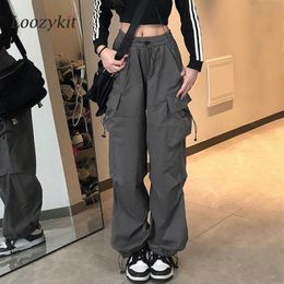 Men s Jeans Y2k Women Streetwear Wide Leg Cargo Pants Casual Baggy Pant Straight With Big Pockets Jogging Trousers Vintage Female Sweatpants 230828