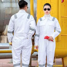 Protective Clothing Cotton Work Overalls Welding Suit Worker Uniforms Men's Coveralls Long-Sleeved Reflective Stripe DustProof Overalls Suit Clothes HKD230826