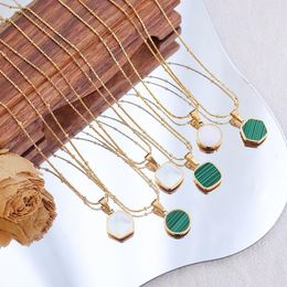 Pendant Necklaces 316L Stainless Steel Geometric Necklace Trendy Natural Shell Jewellery Gold Silver Colour Metal Collar Party Gift
