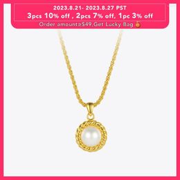 Pendant Necklaces ENFASHION Twist Pearl For Women Gold Colour Circle Necklace 2023 Fashion Jewellery Christmas Naszyjnik P203170