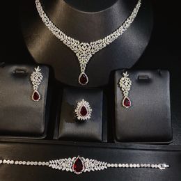 Charm Bracelets 2023 4 piece Bridal Zirconia Full Women s Party Jewelry Set Deluxe Dubai Nigerian Crystal Wedding 230828