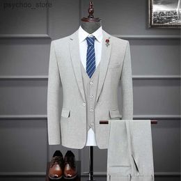 2023 New Fashion Groom Wedding Dress Suits / Men's Casual Business 3 Piece Set Jacket Coat Trousers Blazers Pants Vest Waistcoat Q230828