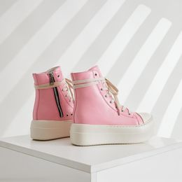 Simple Candy Color, Pink, High Top Shoes Personalised Series Thick Laces Fashion Shoes Couple Board Shoes