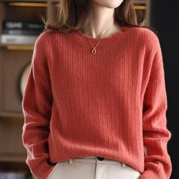 skirt Winter Women's Sweaters Casual Round Neck Long Sleeve Thick Loose Style Female Pullover 100% Wool Knitted Jumpers Clothing Tops