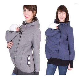 Women's Jackets Women Kangaroo Baby Carrier Hoodies 2023 Multi-functional 3 In 1 Babywearing Jacket Ladies Hoodie (Baby Bag Detachable)