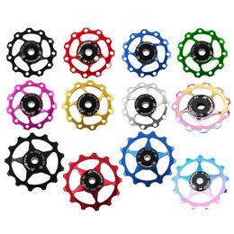 Bike Derailleurs 1pcs Bicycle Steel Bearing Derailleur 11T 13T Mountain Road Bike Rear Derailleur Pulley Roller Idler Bearing Wheel Parts 230826