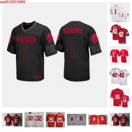 Wisconsin Badgers Football Jersey 52 Kaden Johnson 24 Hunter Wohler 0 Braelon Allen 1 Chez Mellusi 8 Tanner Mordecai 20 Braedyn