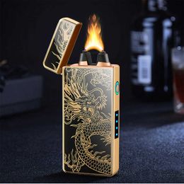 New Electric USB Lighter Rechargeable Outdoor Windproof High Power Pulse With LED Display Men's Premium Gift 8G26