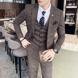 Men Wedding Suits Groom Tuxedos Sets Formal Dress Single Button Slim Fit Business Prom Dress High Quality Men Slim Fit Suits 5XL Q230828