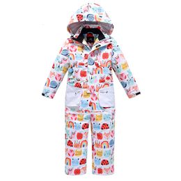 Skiing Suits Children s Snow Winter Outdoor Warm Ski Suit Kids Printing With Hat Waterproof Windproof Girls and Boy s Jumpsuit 230828