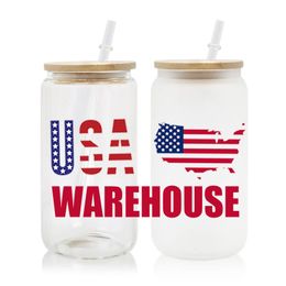 USA CA 16Oz Recycled In Bulk Double-Wall Iced Coffee Boba Bilia Glass Tumbler With Straw and bamboo lids