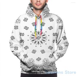 Men's Hoodies Mens Sweatshirt For Women Funny Bandana - White Print Casual Hoodie Streatwear