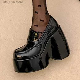 Black Platform Pumps Genuine Leather Dress High Heels For Women Spring Summer Wedges Loafers Party Shoes Casual Ladies T230828 454