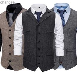 High Quality Men's Suit Vest Gray Black Khaki Waistcoat Retro Fashion Wedding Party Vests S M L XL XXL HKD230828
