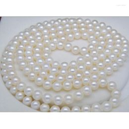 Pendant Necklaces Natural 8-9MM White Akoya Round Pearl Necklace 50inch