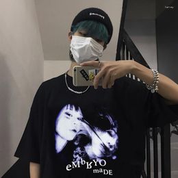 Men's T Shirts Streetwear Shirt Men Hip Hop Illusion Girl Print Graphic T-shirts Harajuku Casual Summer Short Sleeve Cotton Tshirt Black