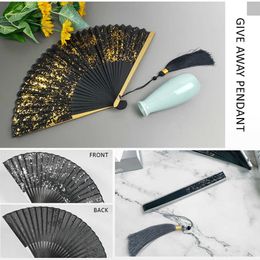 Chinese Style Products Bronzing Folding Fan Fabric Fan Baking Lacquer Fan Universal Fan Hand Fans For Weddings