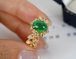 Cluster Rings SX609 Solid 18K Gold 1.7ct Nature Emerald For Women Fine Jewellery Presents The Six-word Admonition