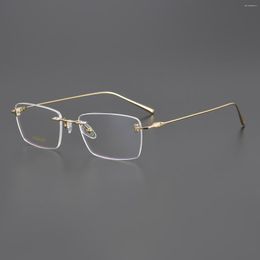 Sunglasses Frames 2023Men's Business Frameless Ultra Light Prescription Glasses Frame TF5678 Pure Titanium Women's Gold Wire