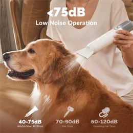 YUEXUAN Designer Dog Dryer for Pet Grooming High Velocity Force Blower,Innovative 62m/s Air Speed Motor,1.23lb Lightweight Dogs Hair Dryers for Home & Travel Speed, White