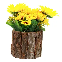 Decorative Flowers Sunflower Ornament Home Decor Green Office Decorations Fake Potted Plants Wooden Simulated Bonsai Rustic