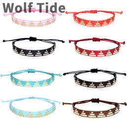 Handmade Seed Beads Rope Wrap Vsco Girl Lucky Friendship Bracelet New Fashion Colourful Boho Braided Adjustable Wristband For Women and Girls Ladies Wholesale