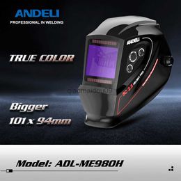 Защитная одежда Andeli Сварка шлема ADL-ME980H Большой вид истинный цвет солнечная мощность Автоматическая темная сварочная маска для сварки Tig Mig Weld Cut Cut Hkd230825