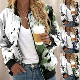 Women's Jackets Womens Casual Daily Lightweight Zip Up Jacket Floral Print Coat Stand Collar Short Sports Long For Women