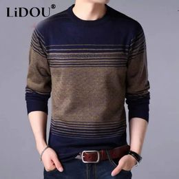Mens Sweaters Autumn Winter Casual Loose Vintage Striped Man Long Sleeve All Match Pullover Male Keep Warm Fashion Gentmen Clothes 230828