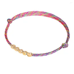 Charm Bracelets Braided Rope Gift Bracelet Colorful Beautiful Friendship Knit Adjustable Women Copper Beads Tibetan