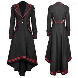 Women's Jackets Designed Goth Fashion Women Long Jacket Sleeve Slim Double Breasted Lapel Gothic Style Retro Ladies Jakcet For Autumn