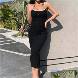 Basic Casual Dresses Womens Sleeveless Shirts Tops Flat Skirts Woman Slim Outwears Summer Dress S-L Drop Delivery Apparel Clothing Dhohb