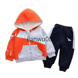 Clothing Sets Highend Baby Boys Girls Clothing Sets Autumn Winter Thick Plush Hooded jacket Pants Suit Warm Toddler Set Kids Children Clothe x0828