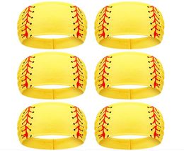 Titanium Sport Accessories Yellow Softball Headband Breathable Elastic Ball Print Head Wrap Hair Band Bandana Workout Adjustable Sweat Proof for Girls Women