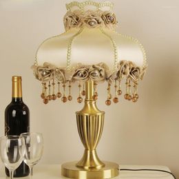 Table Lamps Copper Lamp Fabric Lampshade Light Luxury Living Room Bedroom Bedside Study Decorative