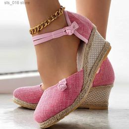 Ankle Embroidery Strap Knot 2024 Braided Button Dress Wedge Sandals Woman Comfy Walk Leisure Espadrille Sandal Shoes For Women T230828 362