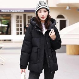 Women's Trench Coats 2023 Autumn Winter Down Cotton-Padded Jacket Overcoat Loose Thicken Warm Parker Coat Korean Hooded Bread Clothes