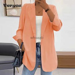 Autumn Women Blazer Jacket New Temperament Coat Women Long Sleeve Solid Colour Suit Casual Cardigan White Black Blue Orange HKD230825