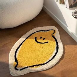Carpet Lemon Bathroom Mat Tufting Cartoon Fruit Bathmat Soft Rug Fluffy Floor Safety Pad Home Room Decor 230828