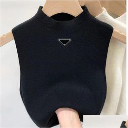 Women'S Tanks Camis Womens Designer Vest Sweater Women Vests Sweaters Spring Fall Loose Letter Round Neck Plover Knit Waistcoats Sle Dhhdw