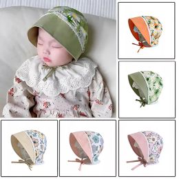 Visor Court Hat Summer Wide Brim 0-6Y Baby Lace up Hats Adjustable Flower Print Princess UV Protection Babies Kids Lace Sun Hat
