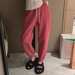 Women's Pants Pink Sweatpants 2023 Autumn And Winter Drawstring Leggings Plus Velvet Loose Harem Casual